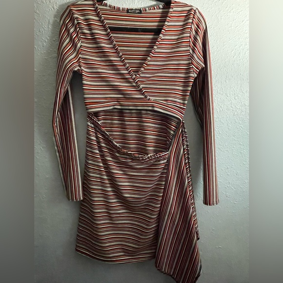 Nasty Gal abstract  Assymetrycal longsleeve mini dress size 4 - Picture 1 of 11